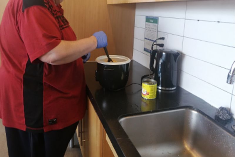 Daily living: preparing meals in a kitchen